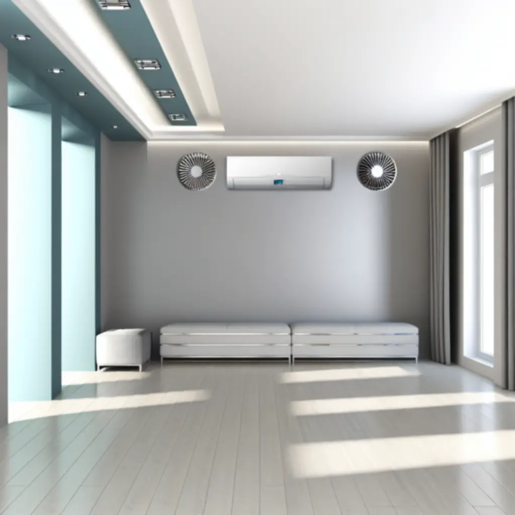 Modern living space with a discreet HVAC system providing comfortable indoor climate